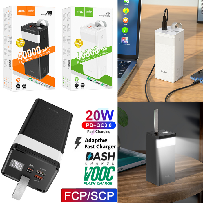 Power Bank hoco J86 40000mAh Full LED (PD,QC,FCP/SCP,AFC,VOOC,DASH) - Black купить оптом купить оптом
