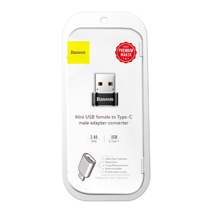 Переходник Baseus USB Male To Type-C Female Adapter Converter (CAAOTG-01) - Черный купить оптом купить оптом