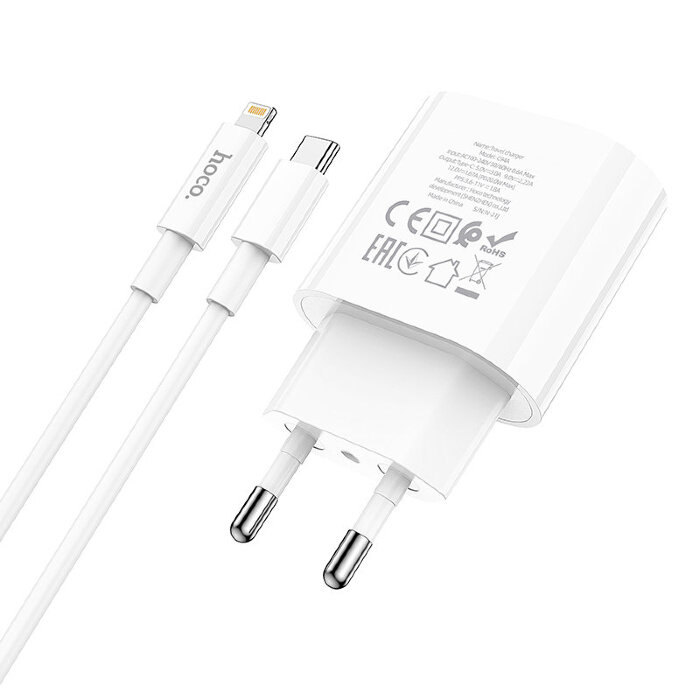 Зарядка hoco C94A Metro single port PD20W charger set (Type-C to iP) (EU) купить оптом купить оптом