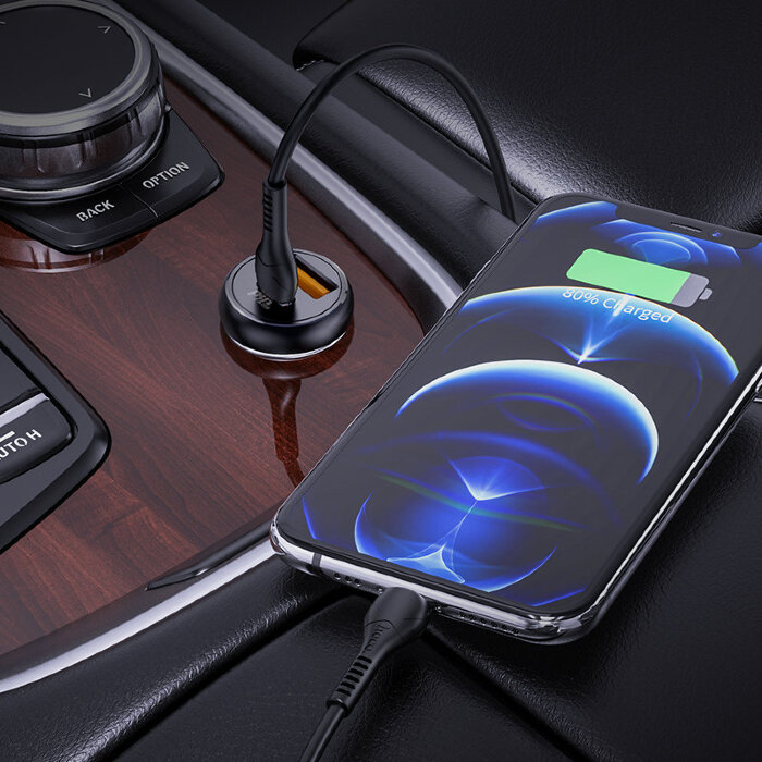 Автомобильное ЗУ hoco NZ5 Smooth road PD30W+QC3.0 car charger - Black купить оптом купить оптом