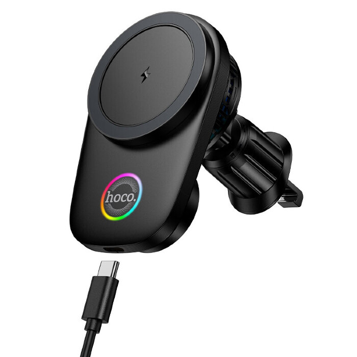 Автомобильный держатель с беспроводной зарядкой HOCO HW36 electric rotating magnetic wireless charger Black купить оптом купить оптом
