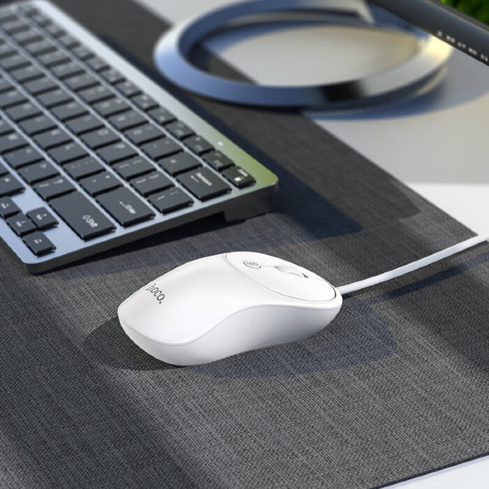 Мышка hoco GM13 Esteem business wired mouse - White купить оптом купить оптом