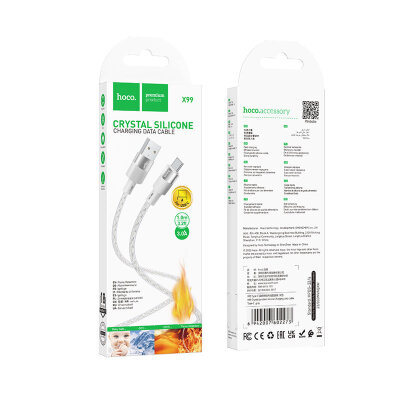 Кабель Hoco X99 crystal junction silicone charging data cable Type-C - Серый