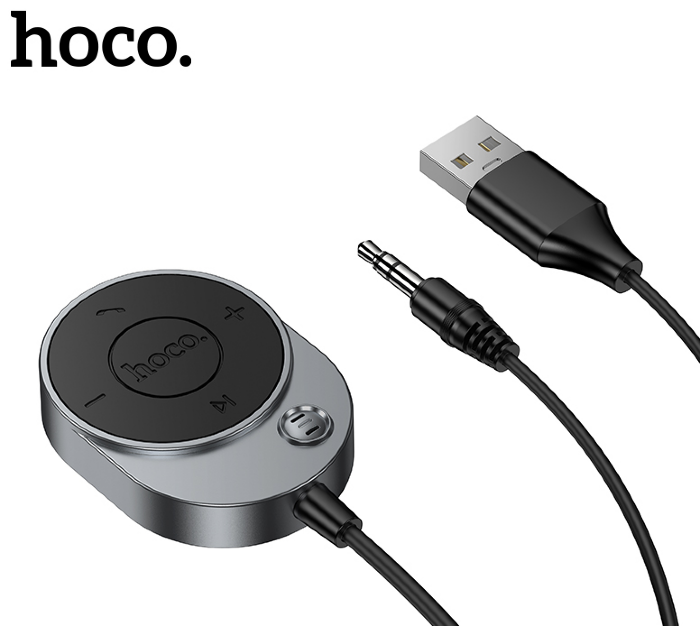 Адаптер Hoco E150 Path car AUX BT receiver with cable Metal gray купить оптом купить оптом