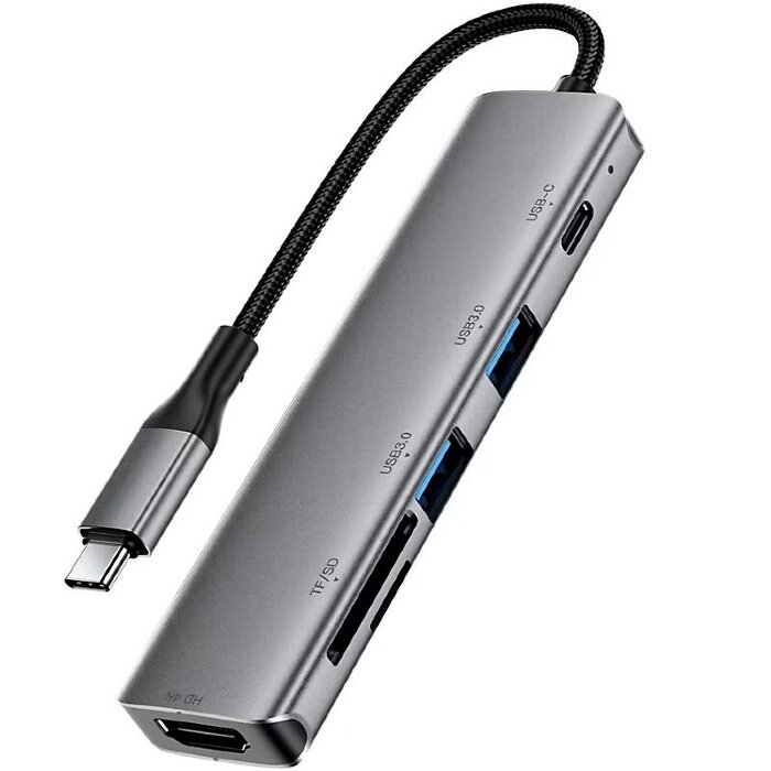USB-C хаб ACEFAST J18 USB-C 6-in-1 HUB docking station - Metal gray купить оптом купить оптом