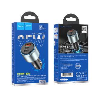 Автомобильное ЗУ Hoco NZ9 Galloper 95W three-port (2C1A) car charger - Черный купить оптом купить оптом
