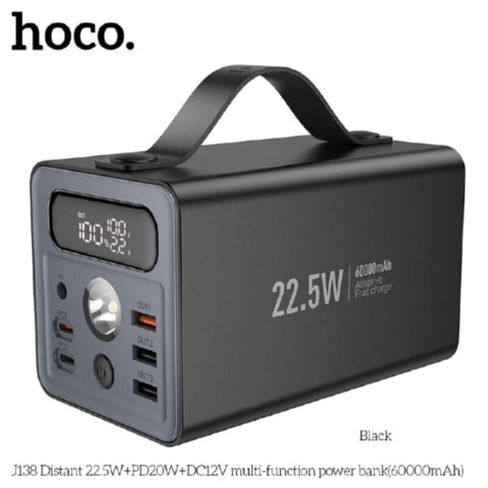 Внешний Аккумулятор HOCO J138 Distant 22.5W+PD20W+DC12V multi function power bank(60000mAh) Black купить оптом купить оптом