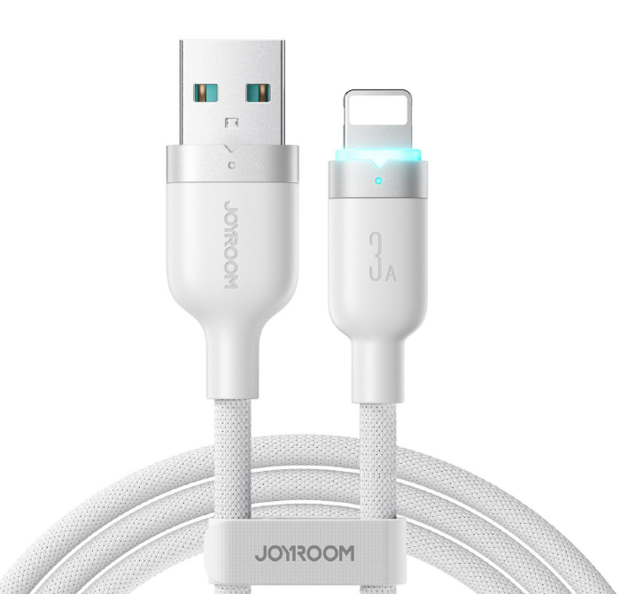Кабель JoyRoom S-A63 StarWay Series 3A Auto Power-Off Fast Charging Data Cable (USB-A to L) 1.2m – White купить оптом купить оптом