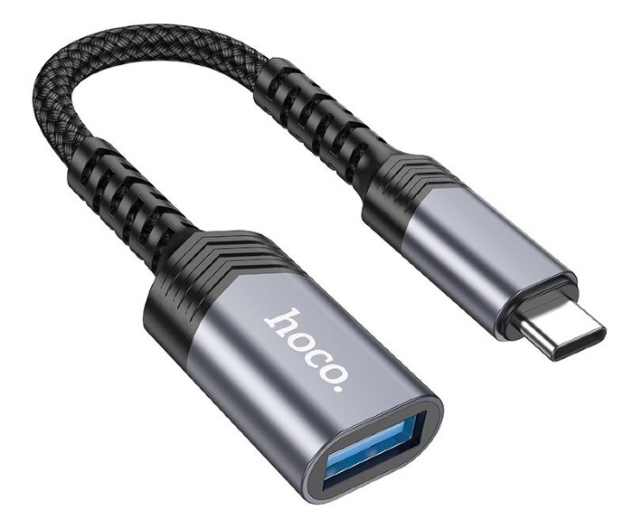 Переходник Hoco UA24 Type-c male to USB female 3.0 converter - Металлический серый купить оптом купить оптом