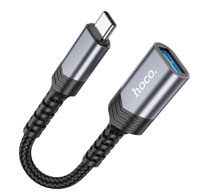 Переходник Hoco UA24 Type-c male to USB female 3.0 converter - Металлический серый купить оптом купить оптом