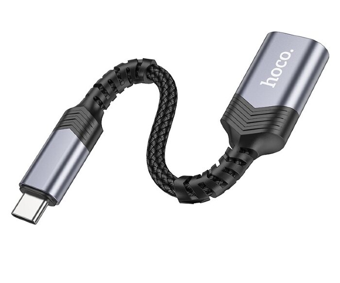 Переходник Hoco UA24 Type-c male to USB female 3.0 converter - Металлический серый купить оптом купить оптом
