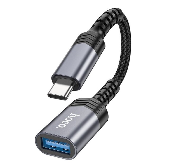 Переходник Hoco UA24 Type-c male to USB female 3.0 converter - Металлический серый купить оптом купить оптом