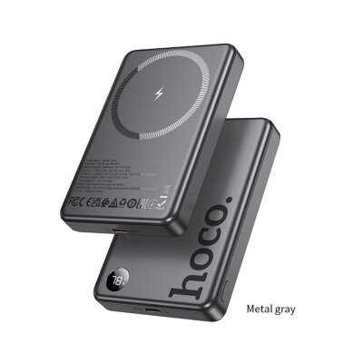 Внешний Аккумулятор HOCO Q34 Clever PD20W magnetic fast charging power bank with digital display(10000mAh) Metal gray