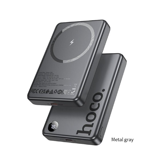 Внешний Аккумулятор HOCO Q34 Clever PD20W magnetic fast charging power bank with digital display(10000mAh) Metal gray купить оптом купить оптом