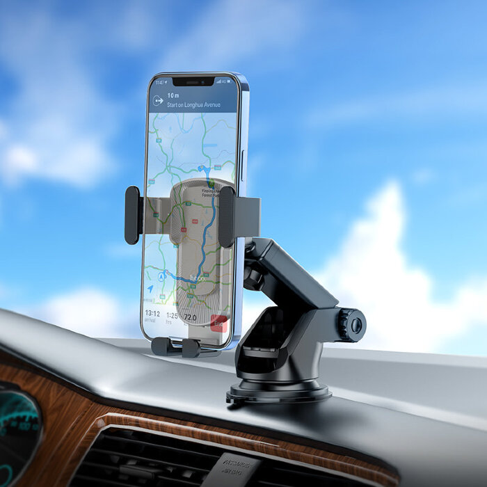 Автодержатель hoco CA104 vertical and horizontal telescopic gravity vehicle holder - Black купить оптом купить оптом