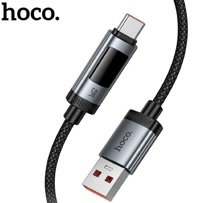 Кабель HOCO U148 Lord 100W digital display charging data cable Type-C Black купить оптом купить оптом