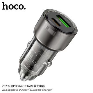 Автомобильное ЗУ HOCO Z52 spacious PD38W (1C1A ) car charger transparent - Черный