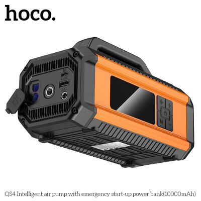 Внешний Аккумулятор HOCO QS4 Intelligent air pump with emergency start-up power bank(10000mAh) Black