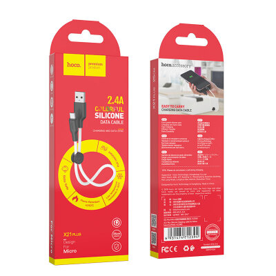 Кабель Hoco X21 Plus Silicone charging cable for Micro(L=0.25M) - Black, White