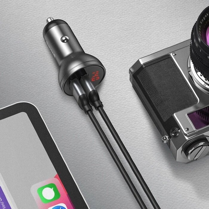 Автомобильное зарядное устройство Baseus Digital Display Dual USB 4.8A Car Charger 24W (CCBX-0S) - Silver купить оптом купить оптом