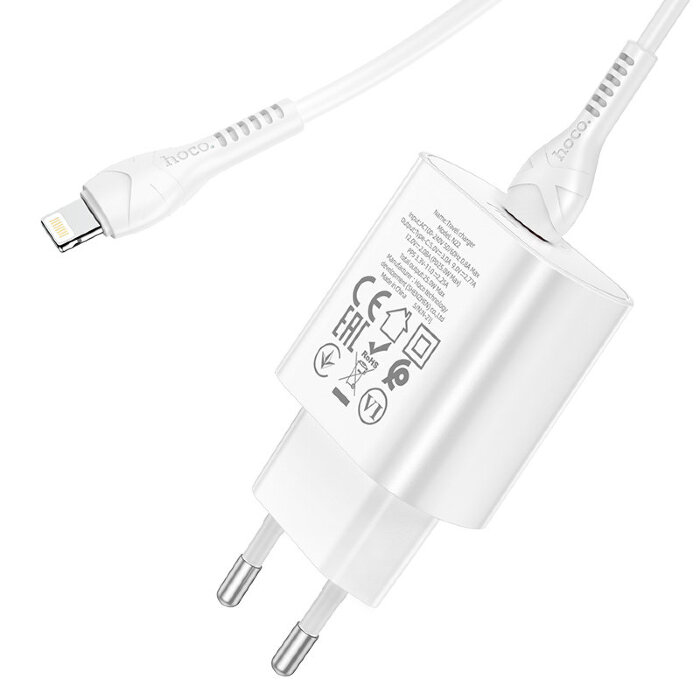 Зарядка hoco N22 Jetta PD25W charger set (Type-C to iP) (EU) - White купить оптом купить оптом