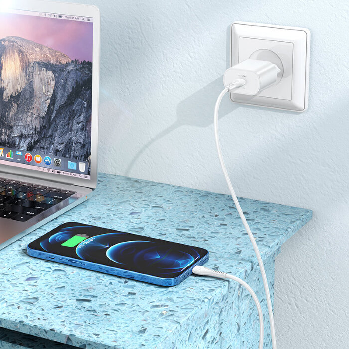 Зарядка hoco N22 Jetta PD25W charger set (Type-C to iP) (EU) - White купить оптом купить оптом