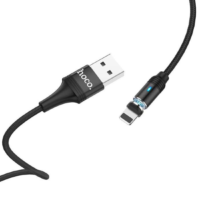 Кабель hoco U76 Magnetic charging cable Lightning - Black купить оптом купить оптом
