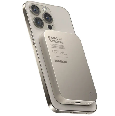 Внешний аккумулятор MOMAX 1-Power S.Pass Magnetic wireless Battery Pack 10000mAh (IP163Q22CNL) - Titanium