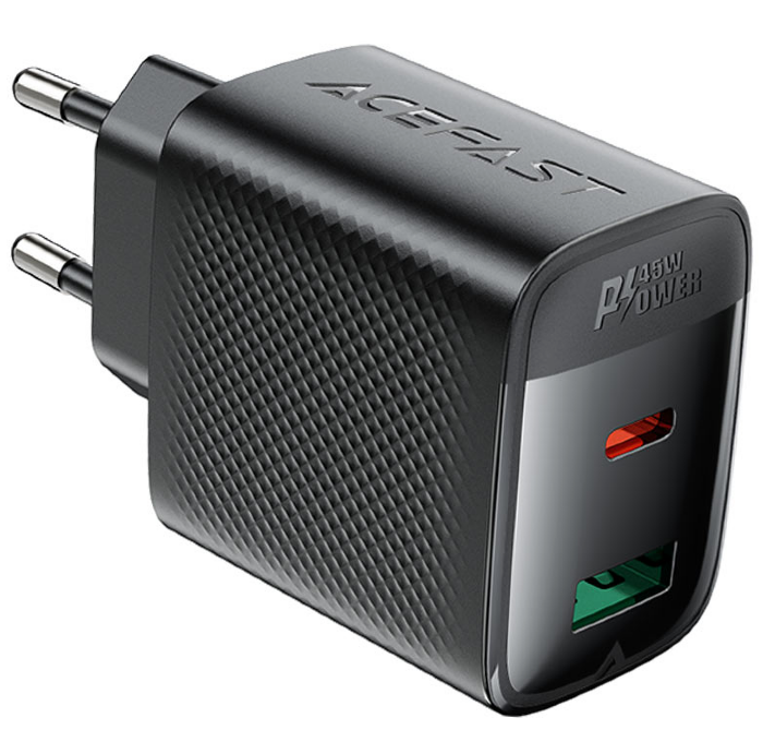 Зарядка ACEFAST A106 PD45W GaN (USB-C+USB-A) charger, Black (EU) купить оптом купить оптом