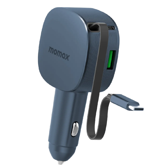 Кабель MOMAX 1-Move+ 60W 2-Port car charger with Built-in Retractable cable(UC19E) Dark - Gray купить оптом купить оптом