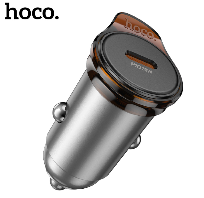 Автомобильное ЗУ HOCO NZ16 Rigorous single port PD30W car charger metal grey купить оптом купить оптом