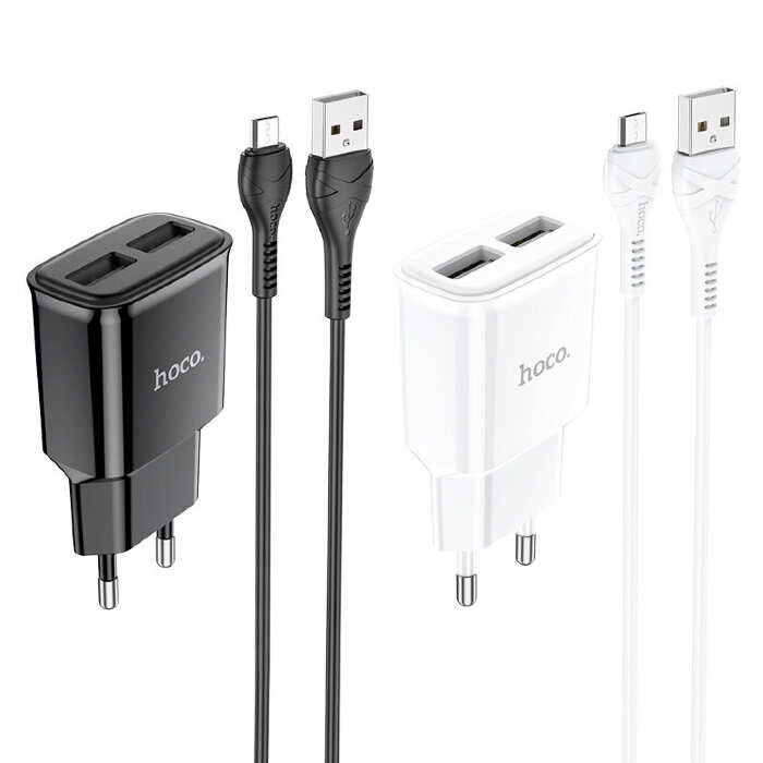 Зарядка hoco C88A Star round dual port charger set (Micro) (EU) - Белый