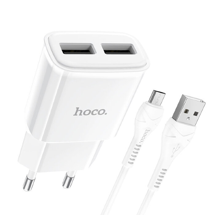 Зарядка hoco C88A Star round dual port charger set (Micro) (EU) - Белый