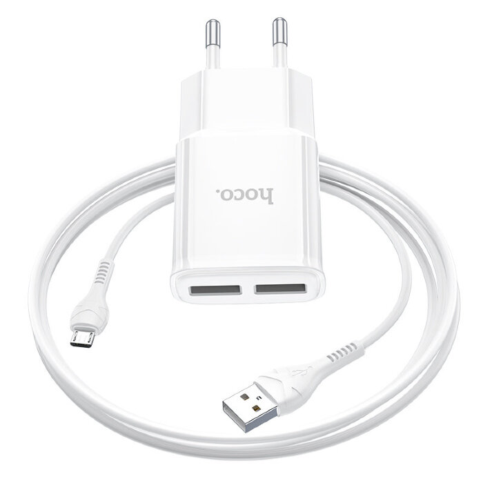 Зарядка hoco C88A Star round dual port charger set (Micro) (EU) - Белый