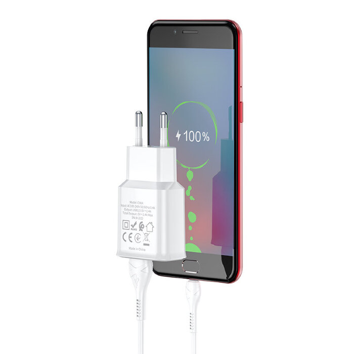 Зарядка hoco C88A Star round dual port charger set (Micro) (EU) - Белый купить оптом купить оптом