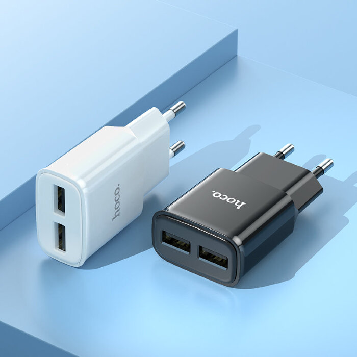 Зарядка hoco C88A Star round dual port charger set (Micro) (EU) - Белый купить оптом купить оптом