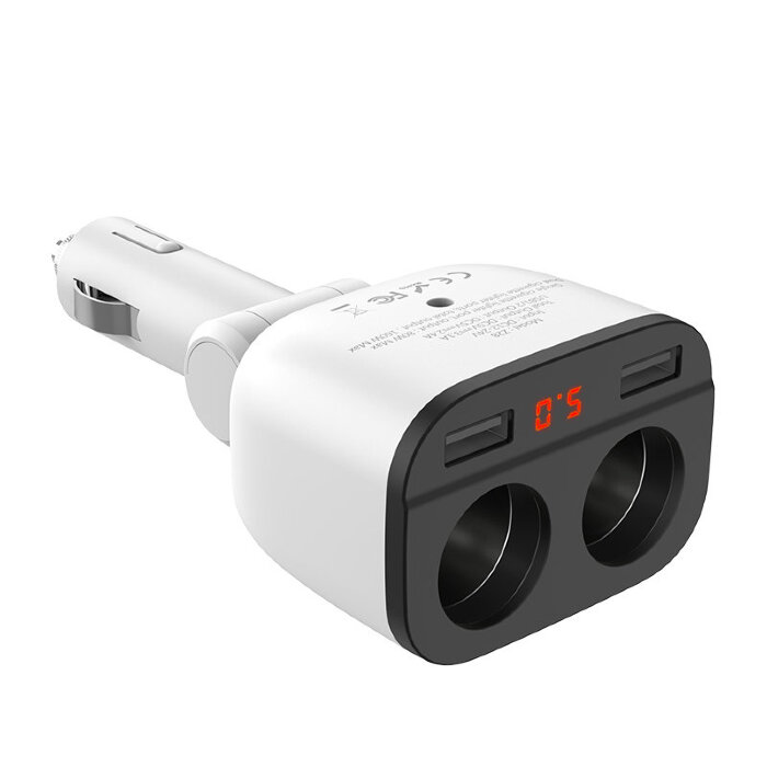 Автомобильное ЗУ hoco Z28 Power ocean cigarette lighter in-car charger with digital display - Белый купить оптом купить оптом