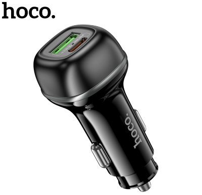 Автомобильное ЗУ HOCO Z58A Rank 48W dual port PD30W+QC3.0 car charger Black