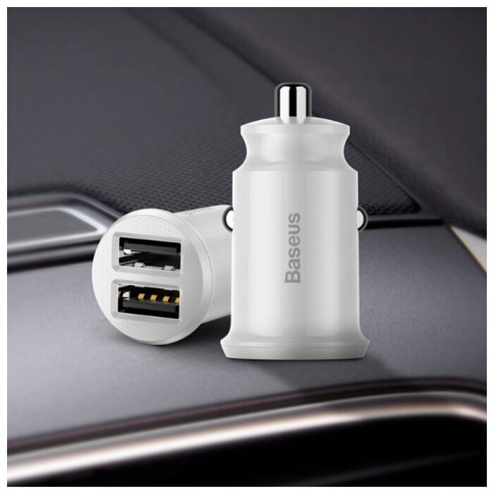 Автомобильное зарядное устройство Baseus Grain Car Charger (Dual USB 5V 3.1A) (CCALL-ML02) - Белый купить оптом купить оптом