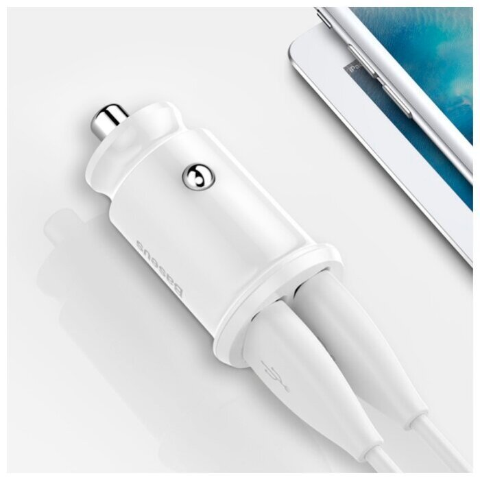 Автомобильное зарядное устройство Baseus Grain Car Charger (Dual USB 5V 3.1A) (CCALL-ML02) - Белый купить оптом купить оптом