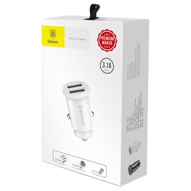 Автомобильное зарядное устройство Baseus Grain Car Charger (Dual USB 5V 3.1A) (CCALL-ML02) - Белый купить оптом купить оптом