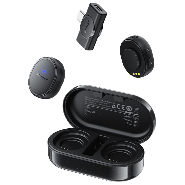 Беспроводной петличный микрофон ACEFAST R3 wireless lavalier microphone - Black купить оптом купить оптом