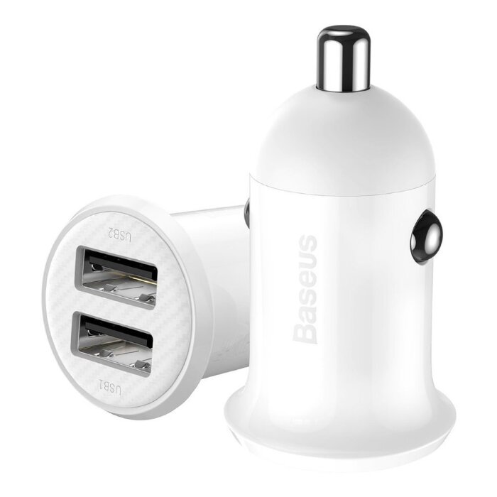 Автомобильное зарядное устройство Baseus Grain Pro Car Charger (Dual USB 4.8A ) (CCALLP-02) - White купить оптом купить оптом