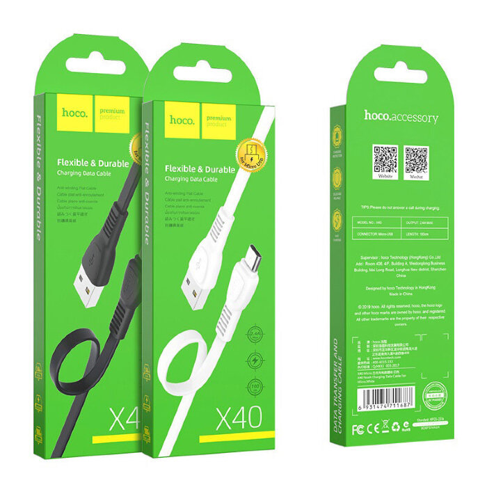 Кабель hoco X40 Noah charging data cable for Micro - Black купить оптом купить оптом