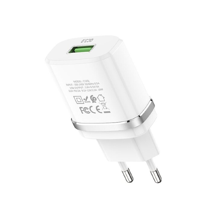 Сетевой адаптер hoco C12Q Smart QC3.0 charger (EU) - White купить оптом купить оптом