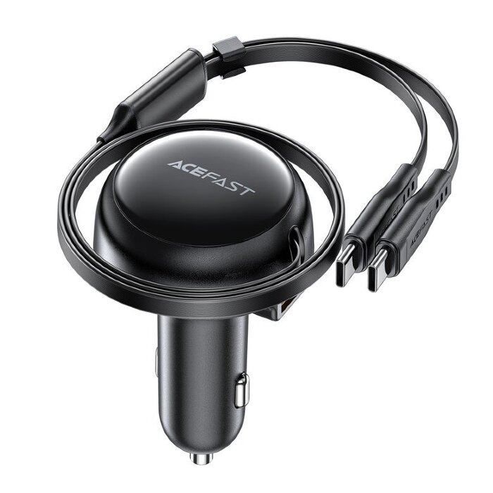 Автомобильная зарядка ACEFAST B13 53W 2-in-1 (2*USB-C) Car Charger With Retractable Cable - Black купить оптом купить оптом