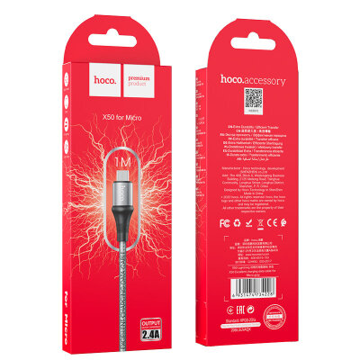 Кабель Hoco X50 Excellent charging data cable for Micro - Gray