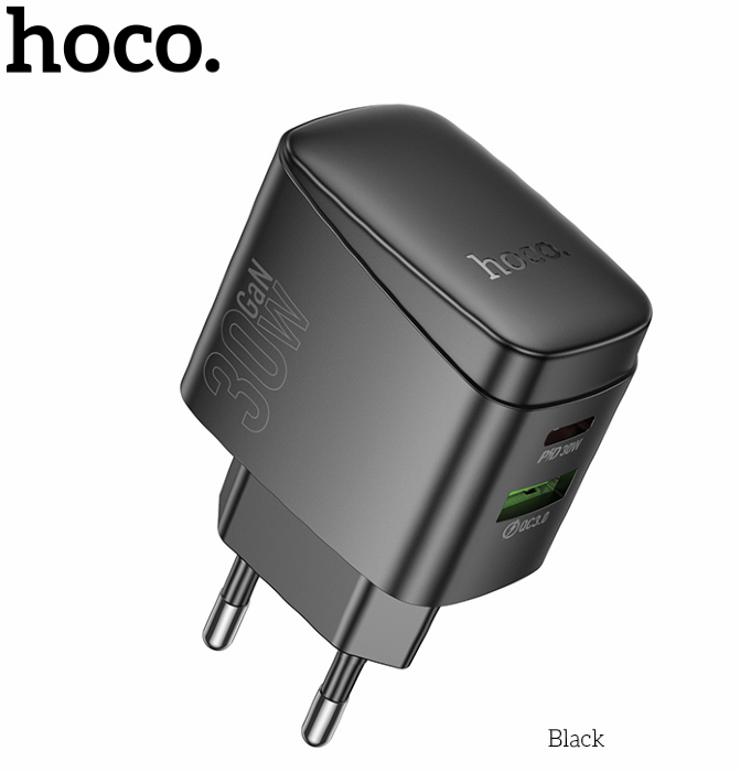 Сетевой Адаптер HOCO CS61A Bright PD30W+QC3.0 charger(EU) Black купить оптом купить оптом