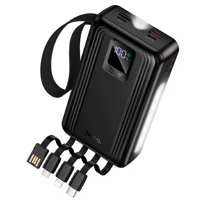 Внешний аккумулятор HOCO J173 Jingyao power bank 22.5W+PD20W+dual lighting four cables 20000mAh - Black купить оптом купить оптом