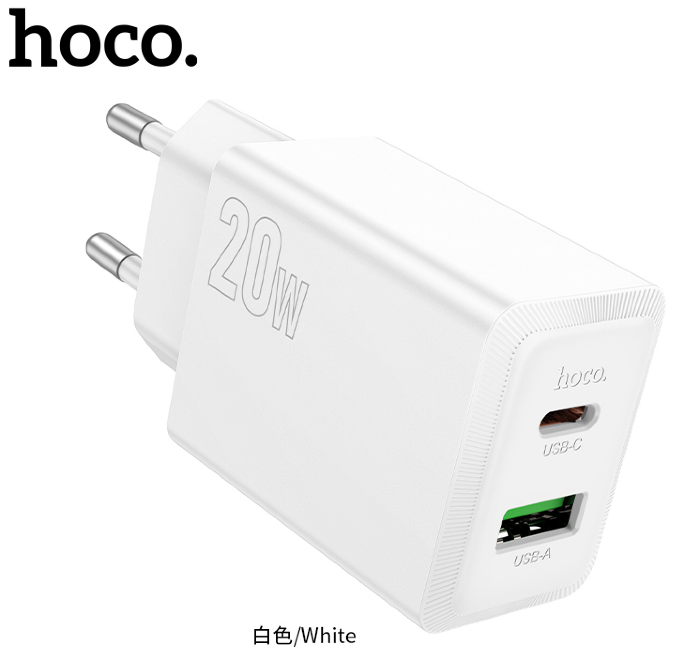 Сетевой Адаптер HOCO N69 Nuevo PD20W+QC3.0 charger (EU) White купить оптом купить оптом